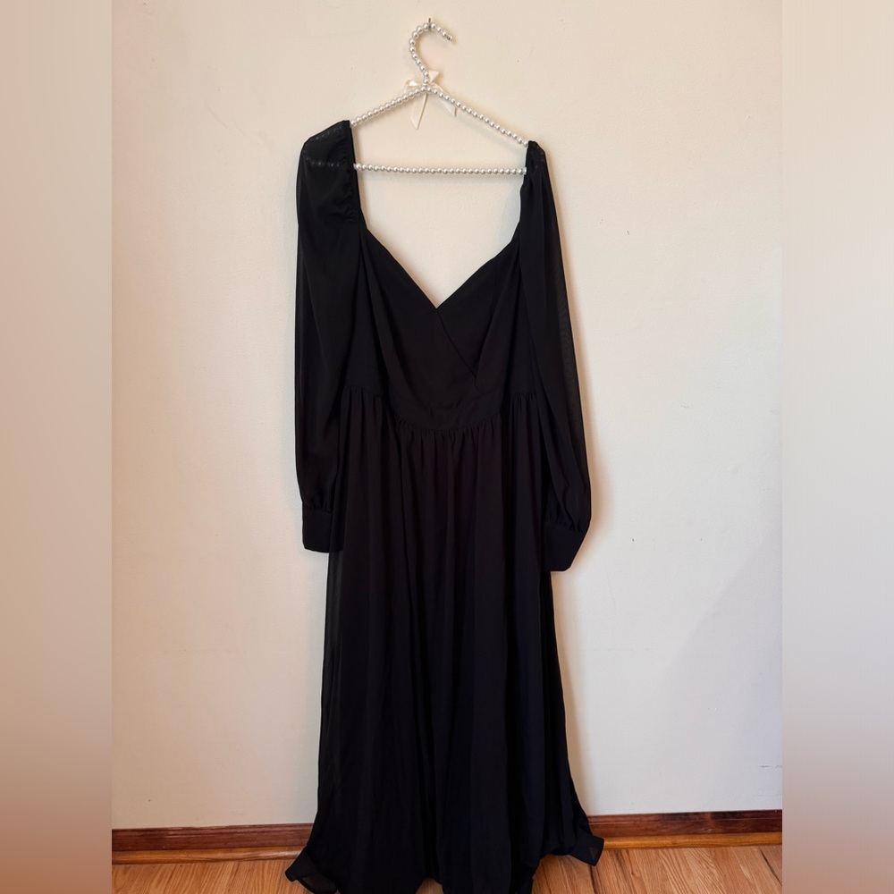 Faeresty Black Mesh Long Sleeve Dress